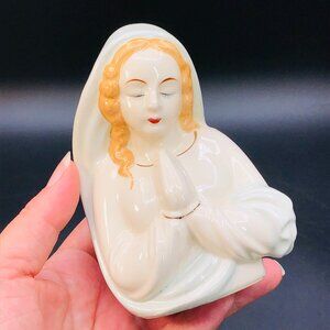 Vintage 60s Praying Virgin Mary Ceramic Planter, Holy Mother Religious Figure